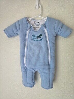 Baby Merlins Magic Sleepsuit One-Piece in Light Blue, Size Small 3-6 Months